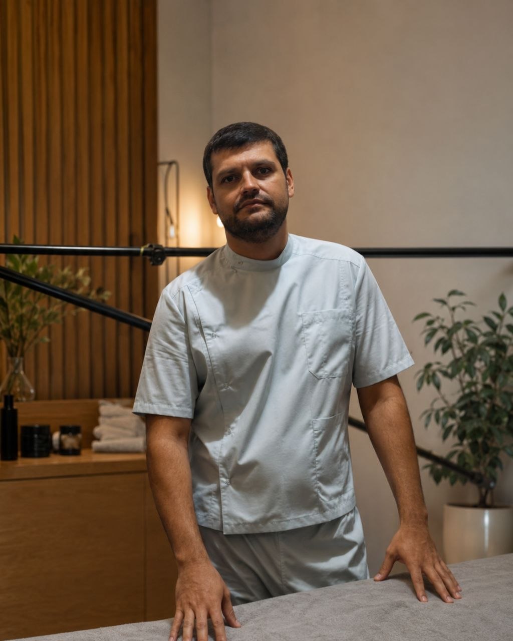 Вячеслав Васильев в кабинете для массажа в Евпатории